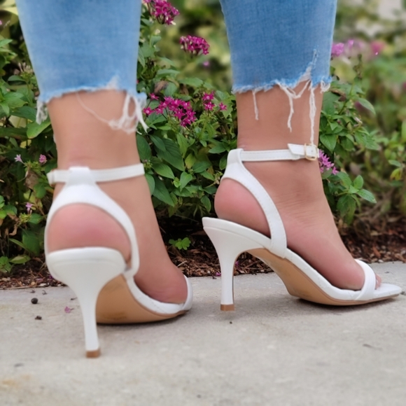 White Ankle-Strap High Heel Sandals - Picture 4 of 6